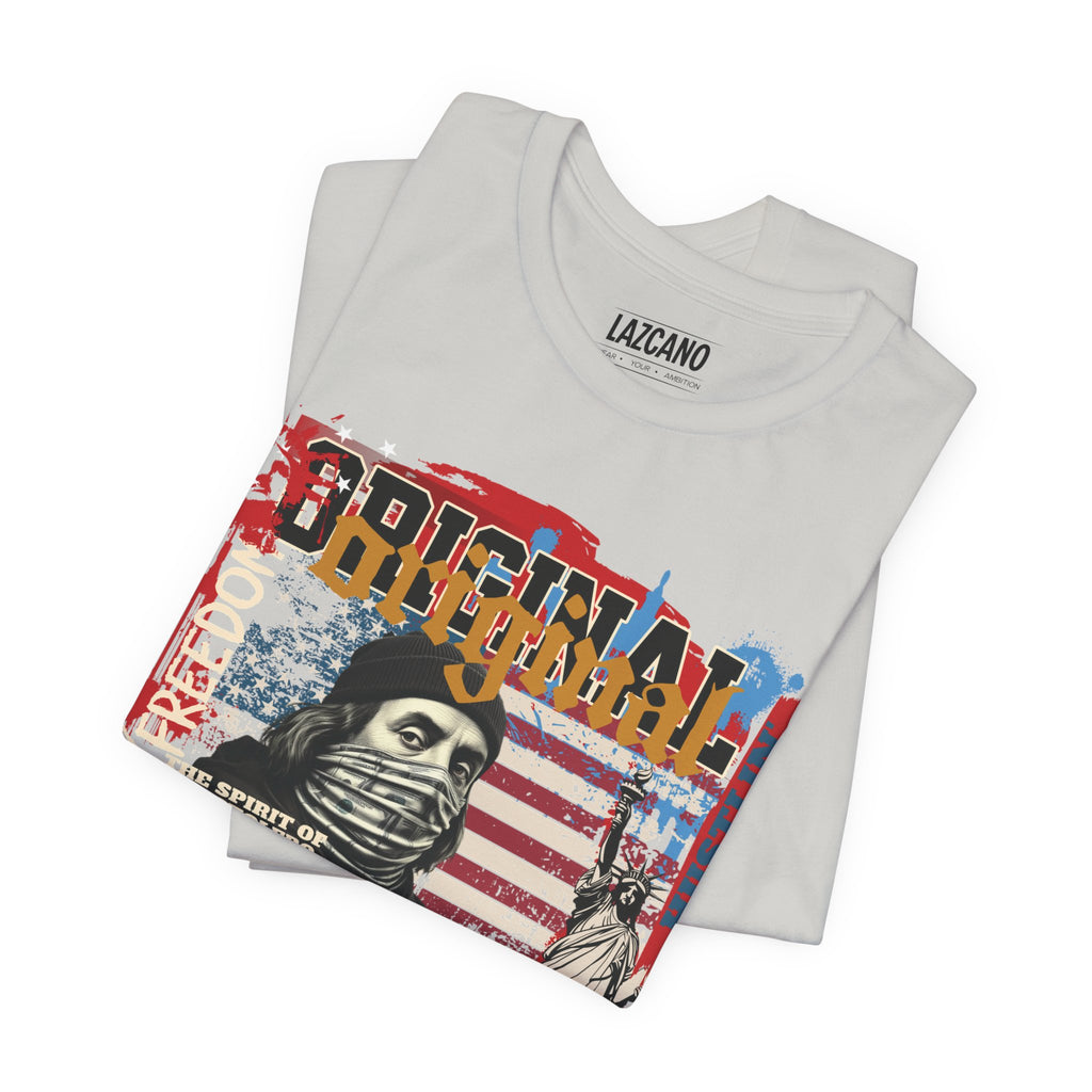 MASKED FREEDOM TEE — EVERY HUSTLER’S ORIGIN  United States of Hustlers – Original Hustler Tee