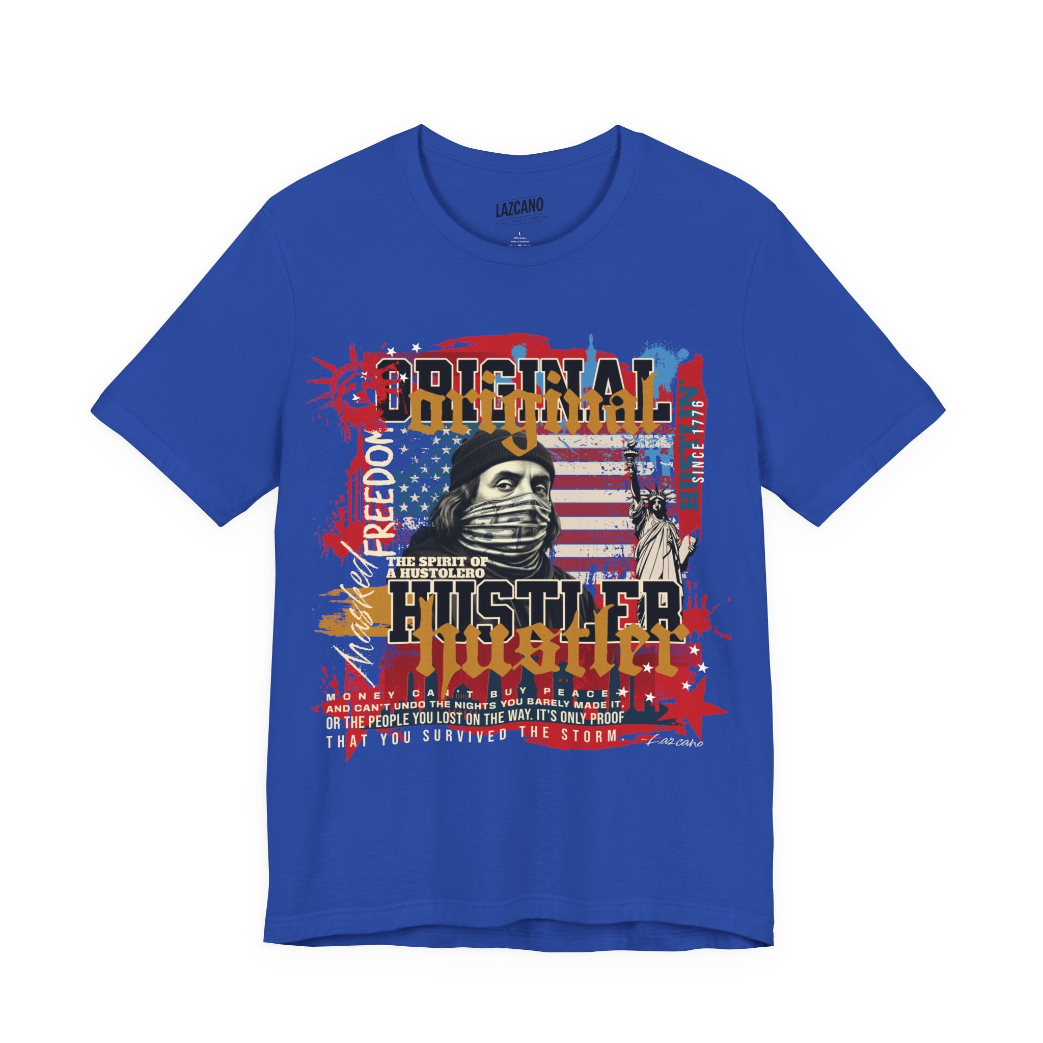 MASKED FREEDOM TEE — EVERY HUSTLER’S ORIGIN  United States of Hustlers – Original Hustler Tee