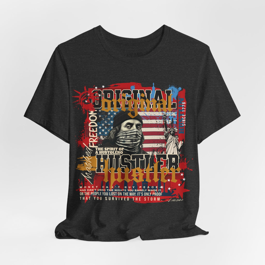 MASKED FREEDOM TEE — EVERY HUSTLER’S ORIGIN  United States of Hustlers – Original Hustler Tee