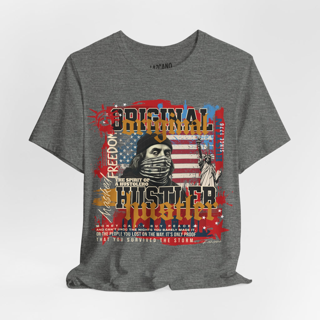 MASKED FREEDOM TEE — EVERY HUSTLER’S ORIGIN  United States of Hustlers – Original Hustler Tee
