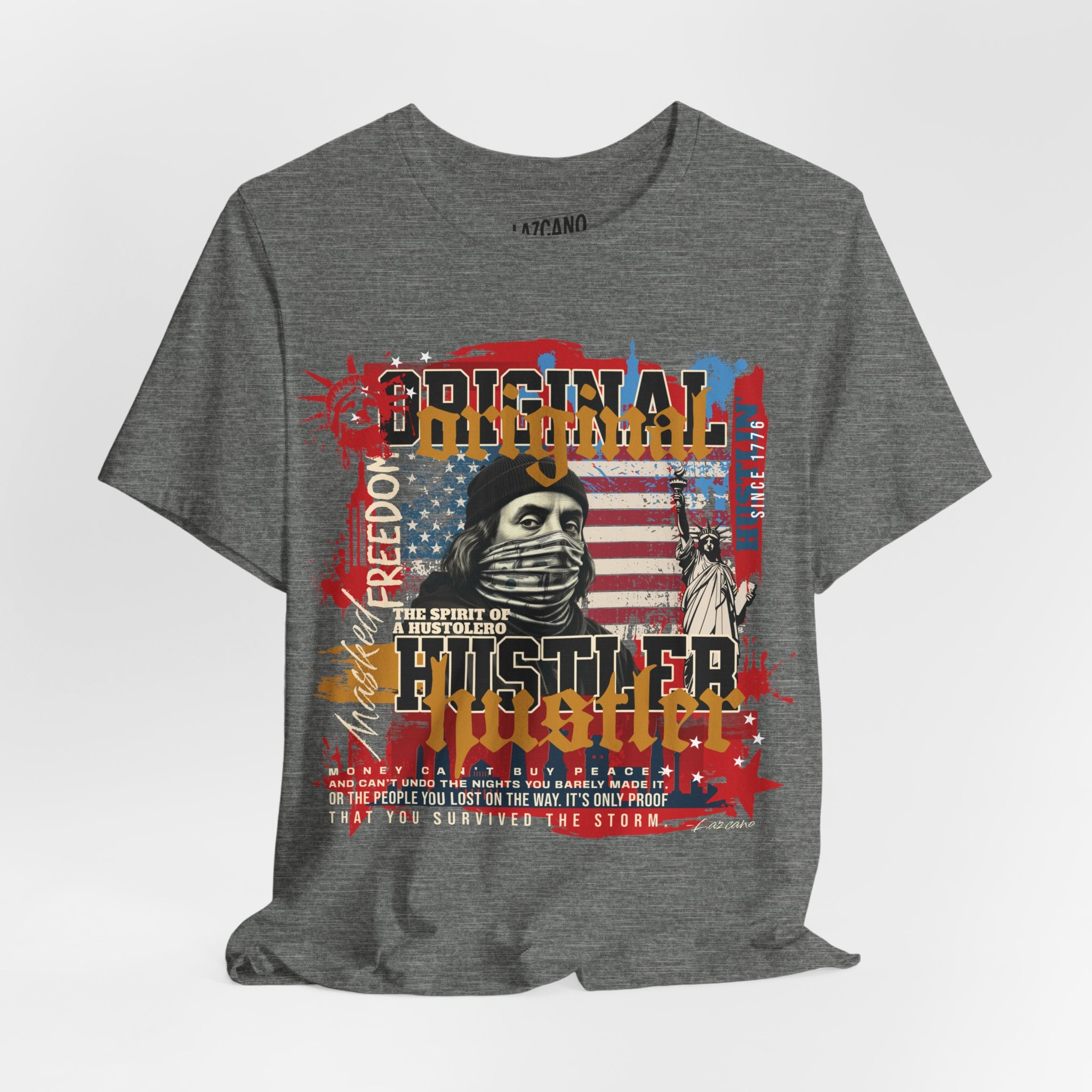 MASKED FREEDOM TEE — EVERY HUSTLER’S ORIGIN  United States of Hustlers – Original Hustler Tee