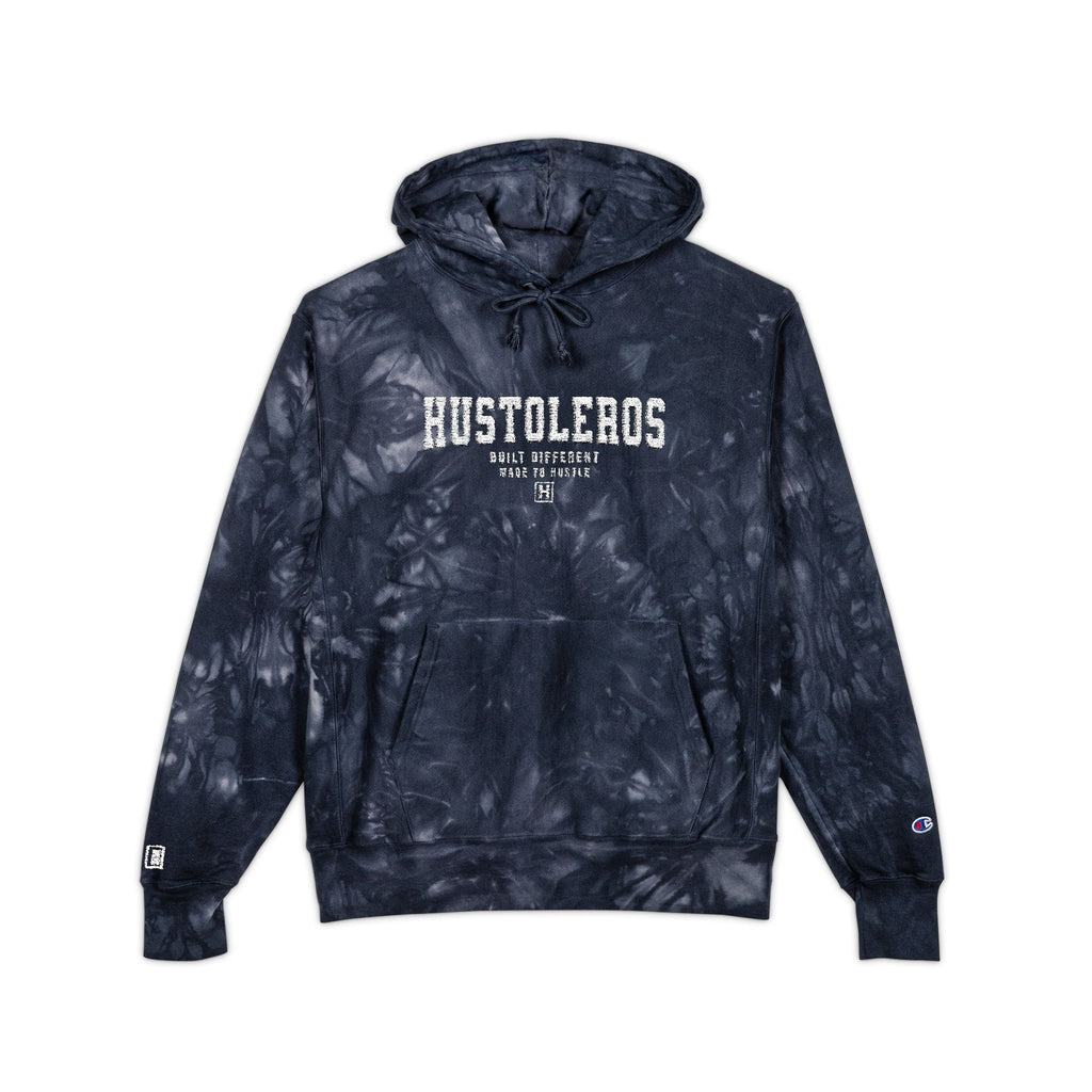 Hustoleros "Built Different" Champion® Tie-Dye Hoodie