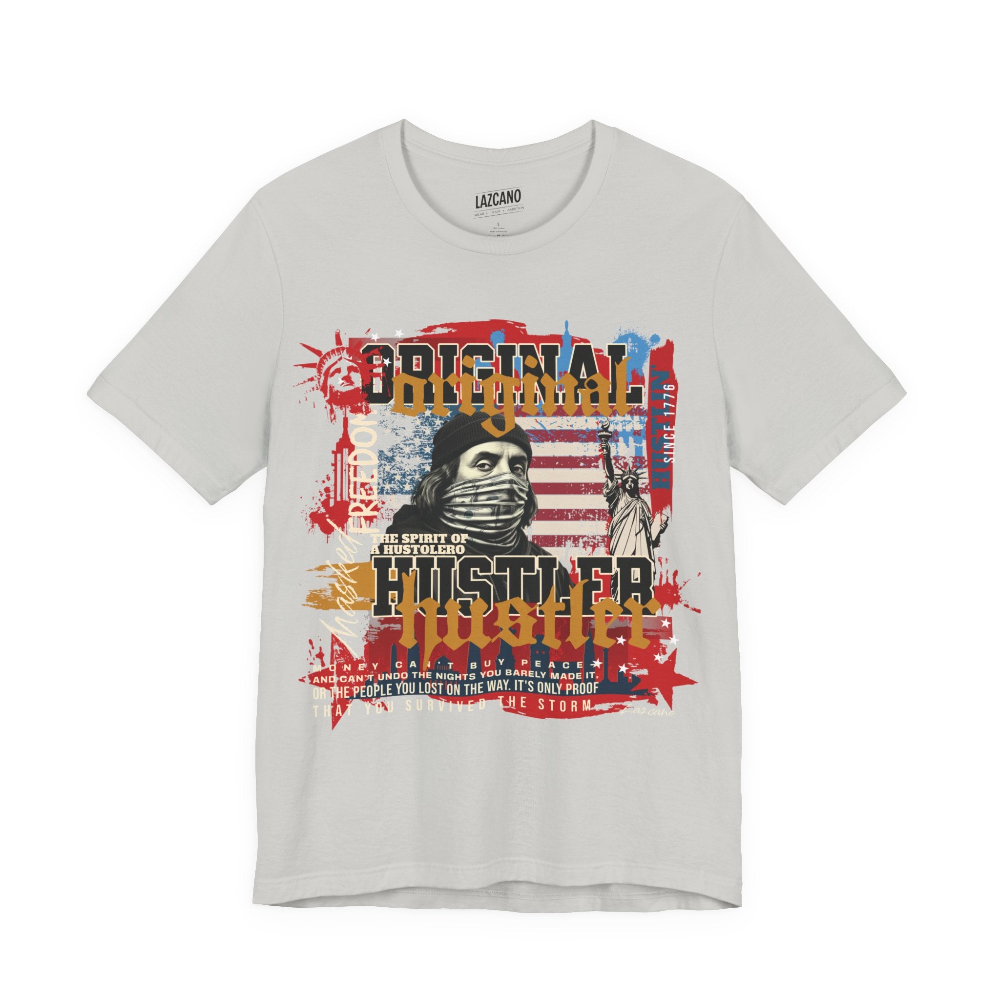 MASKED FREEDOM TEE — EVERY HUSTLER’S ORIGIN  United States of Hustlers – Original Hustler Tee