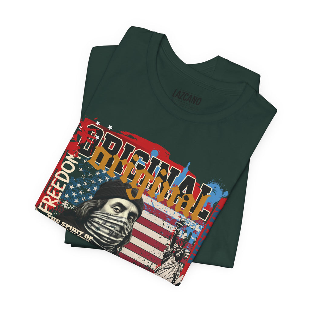 MASKED FREEDOM TEE — EVERY HUSTLER’S ORIGIN  United States of Hustlers – Original Hustler Tee