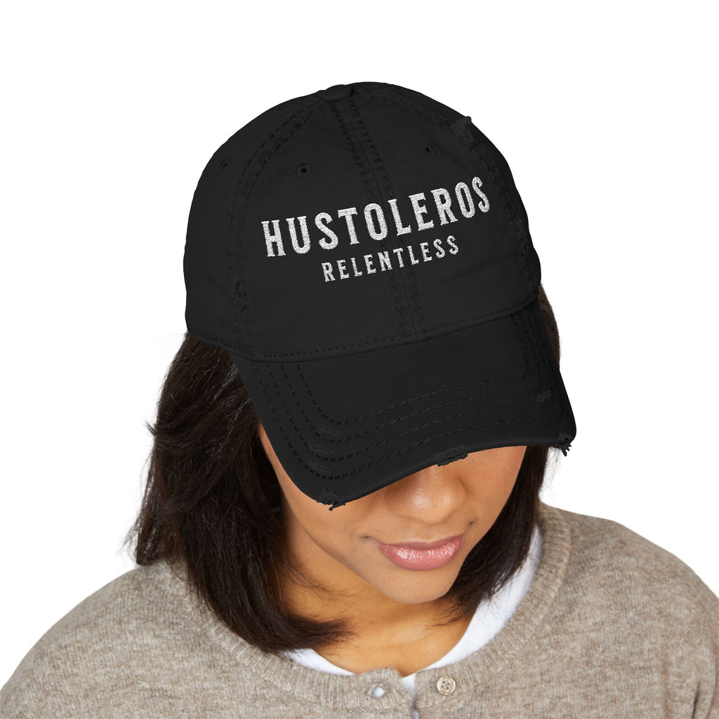Hustoleros 'Relentless' Distressed Dad Hat - Embroidered Streetwear Cap