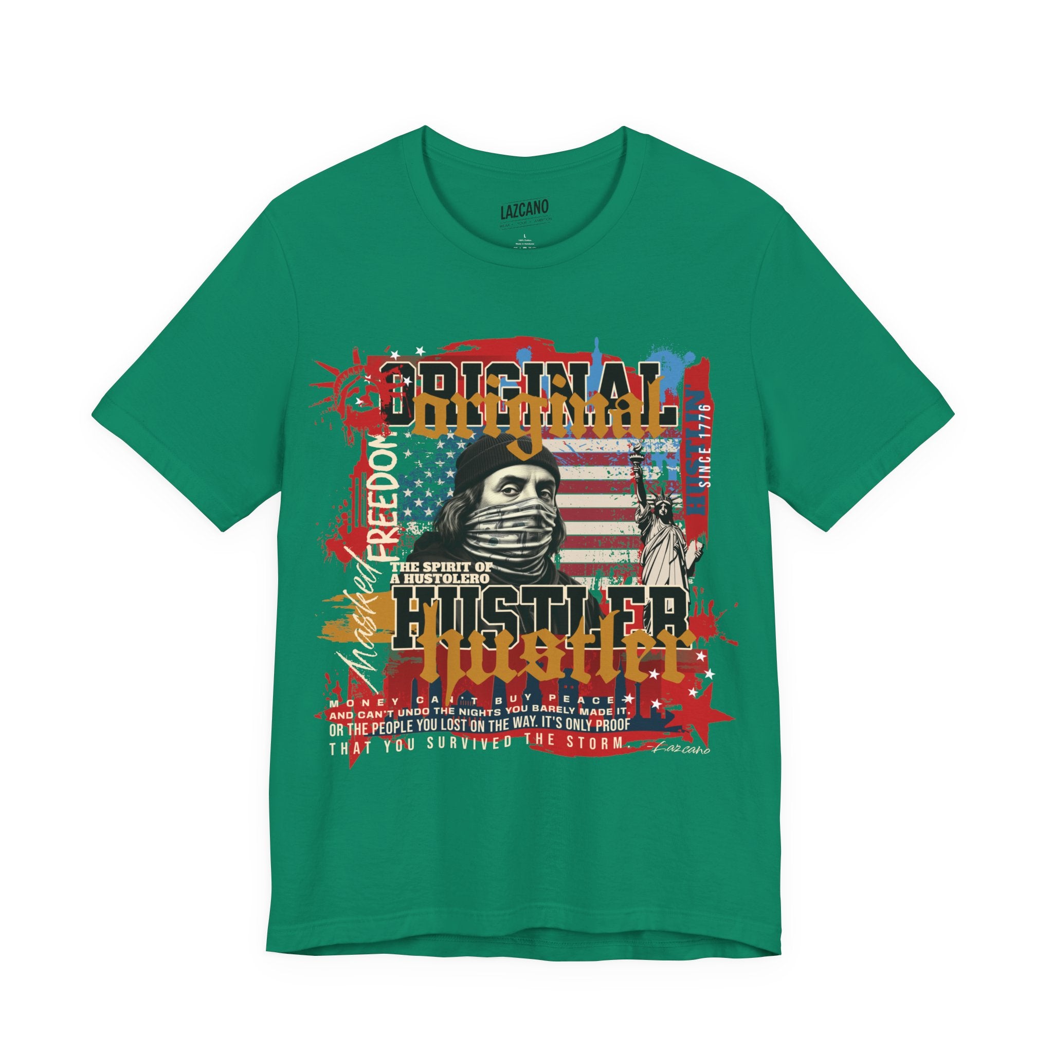 MASKED FREEDOM TEE — EVERY HUSTLER’S ORIGIN  United States of Hustlers – Original Hustler Tee