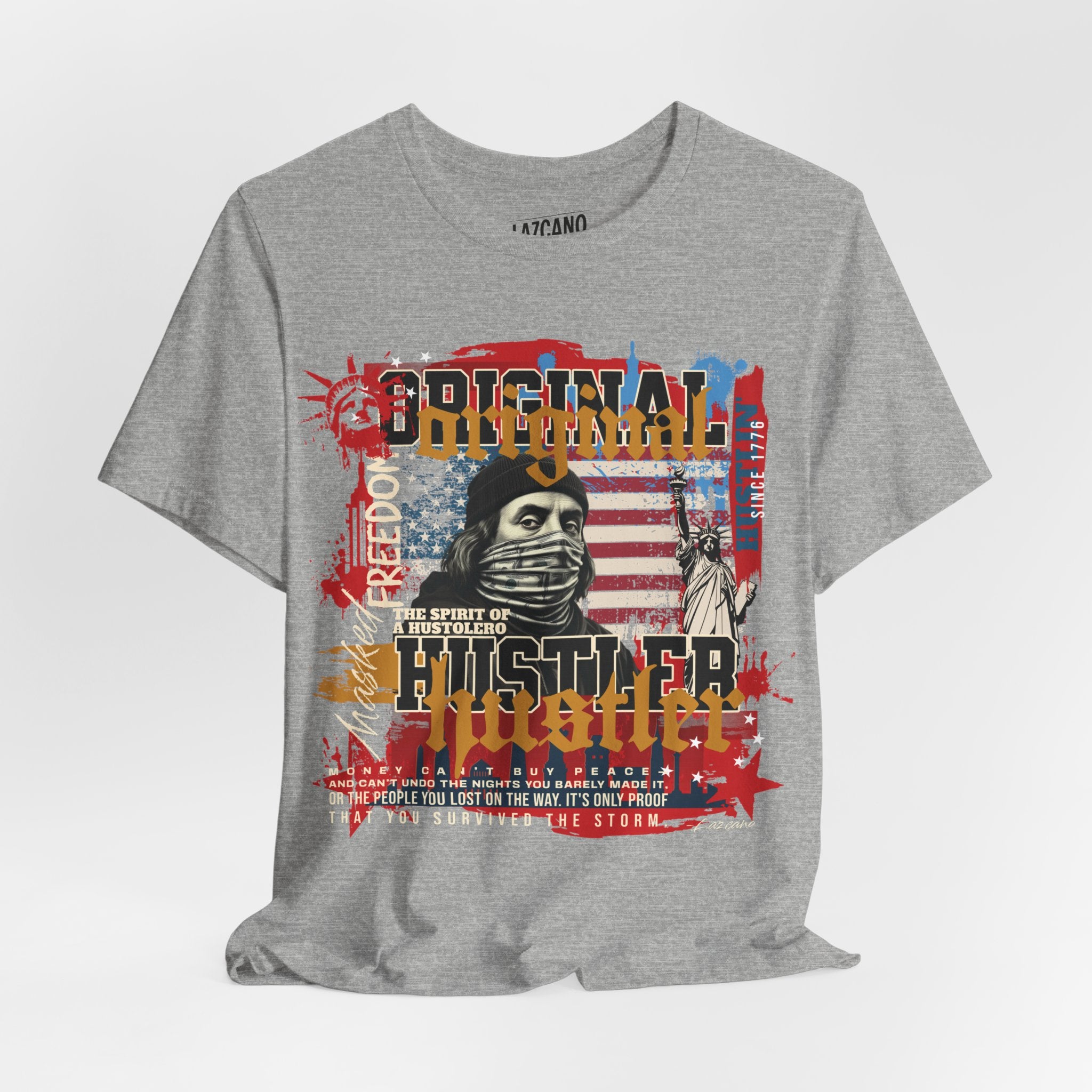 MASKED FREEDOM TEE — EVERY HUSTLER’S ORIGIN  United States of Hustlers – Original Hustler Tee
