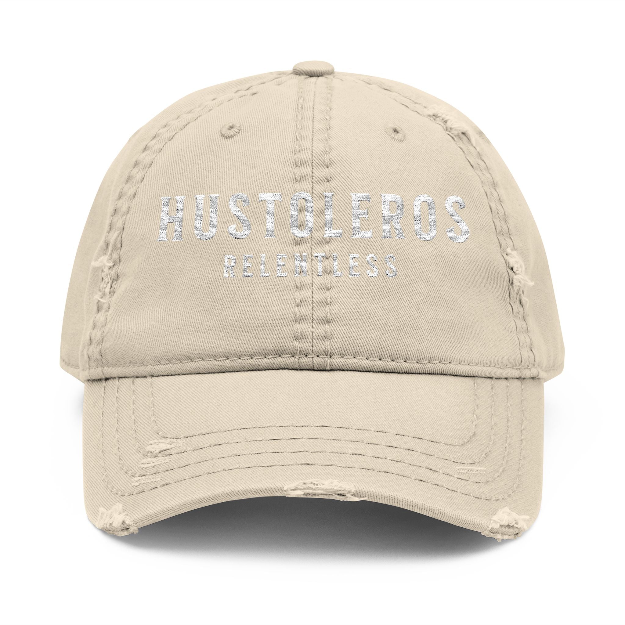 Hustoleros 'Relentless' Distressed Dad Hat - Embroidered Streetwear Cap