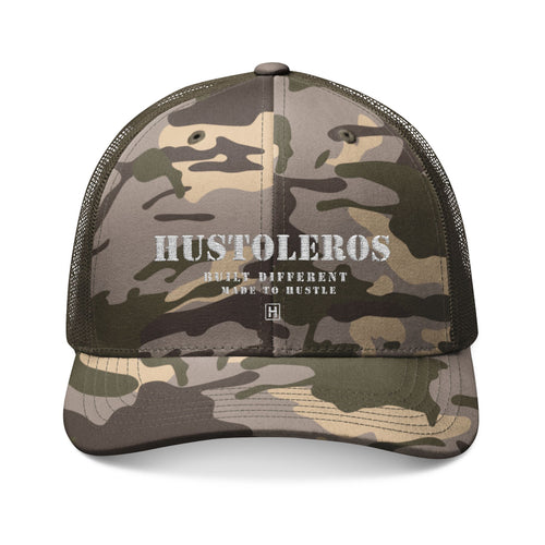 Camouflage Trucker Hat — Embroidered "HUSTOLEROS" Camo Mesh Cap