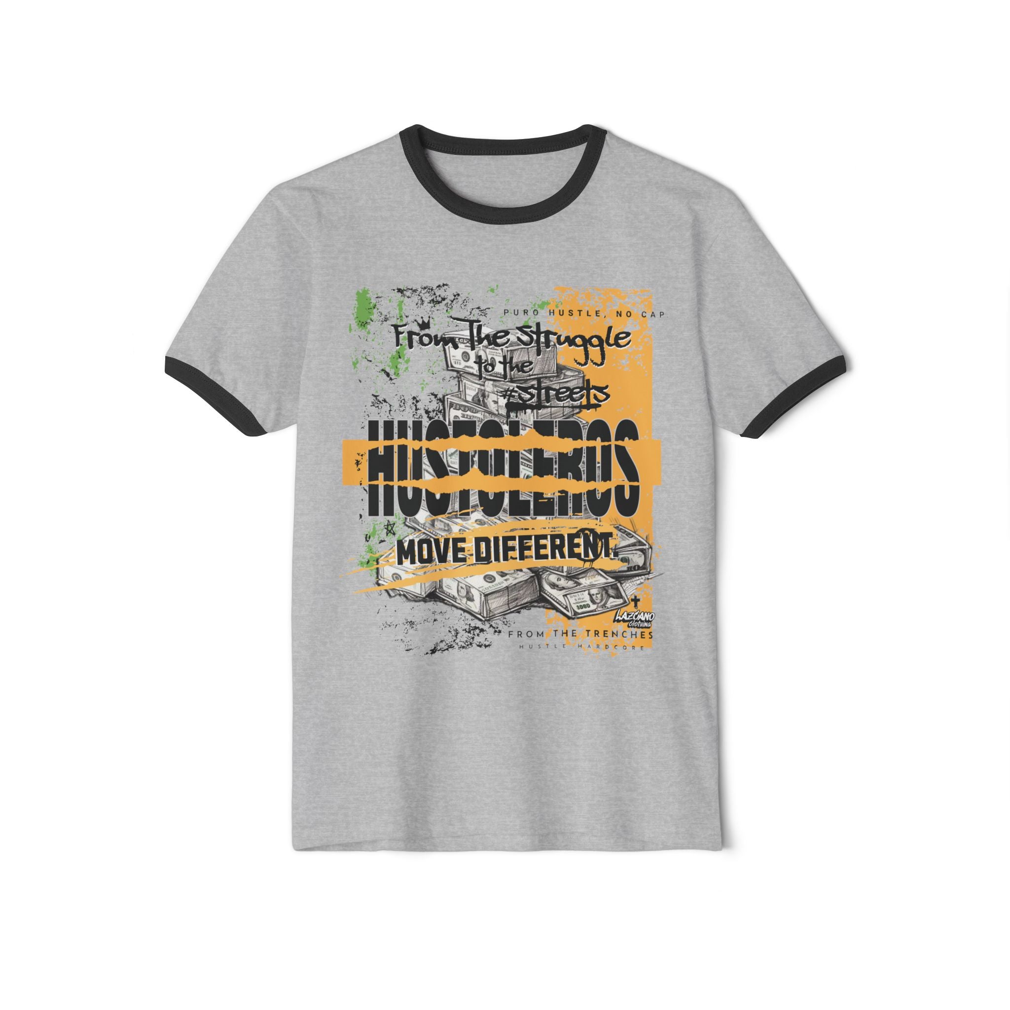 Hustle Moves Ringer — Vintage  “Hustlers Move Different” Tee