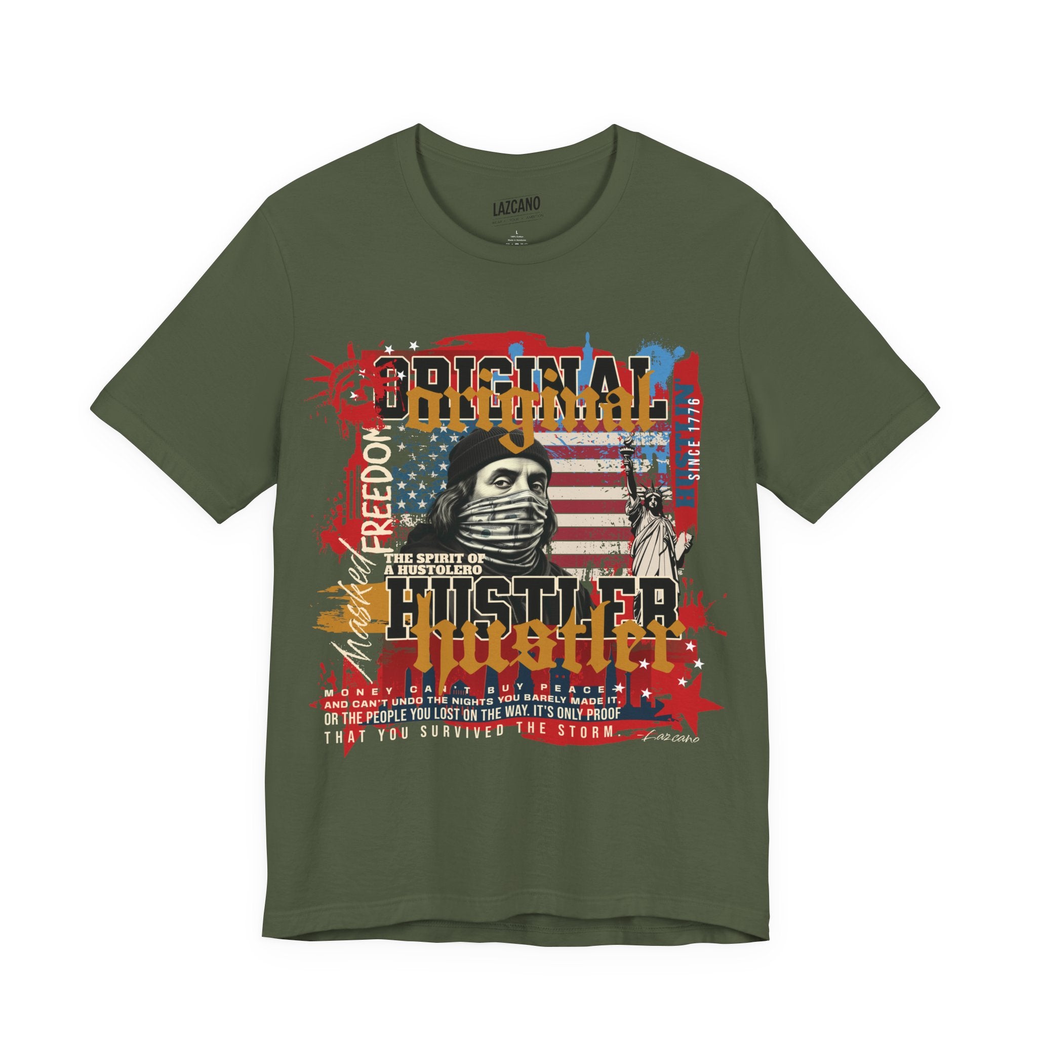 MASKED FREEDOM TEE — EVERY HUSTLER’S ORIGIN  United States of Hustlers – Original Hustler Tee