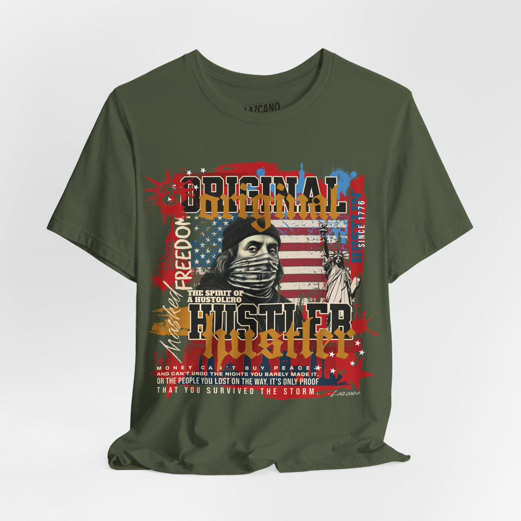 MASKED FREEDOM TEE — EVERY HUSTLER’S ORIGIN  United States of Hustlers – Original Hustler Tee