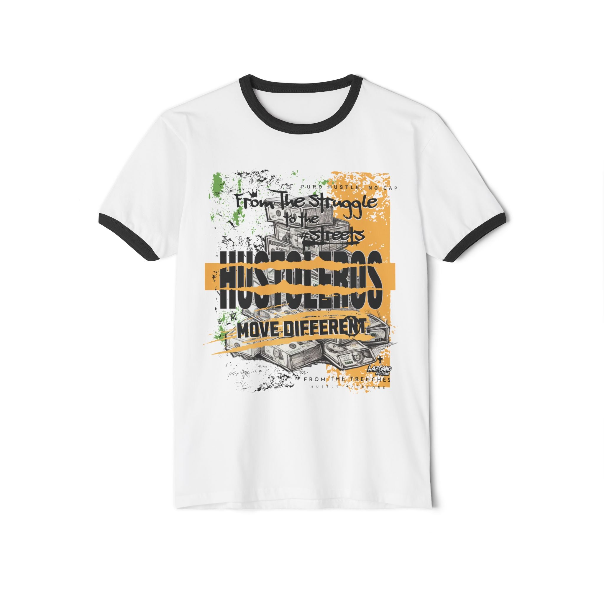 Hustle Moves Ringer — Vintage  “Hustlers Move Different” Tee