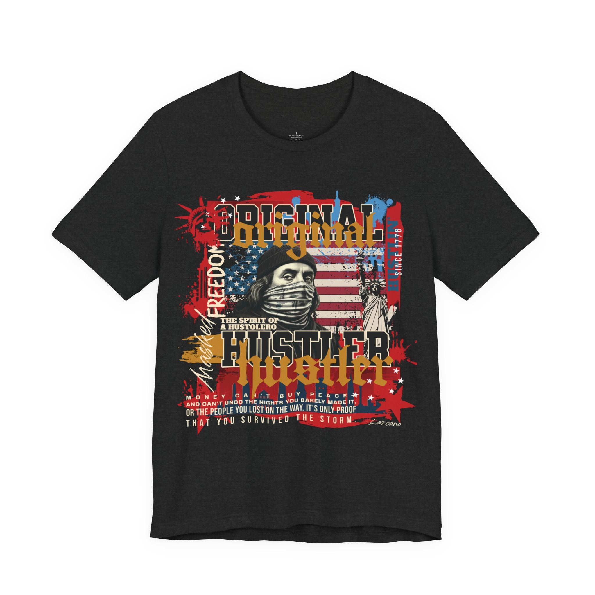 MASKED FREEDOM TEE — EVERY HUSTLER’S ORIGIN  United States of Hustlers – Original Hustler Tee