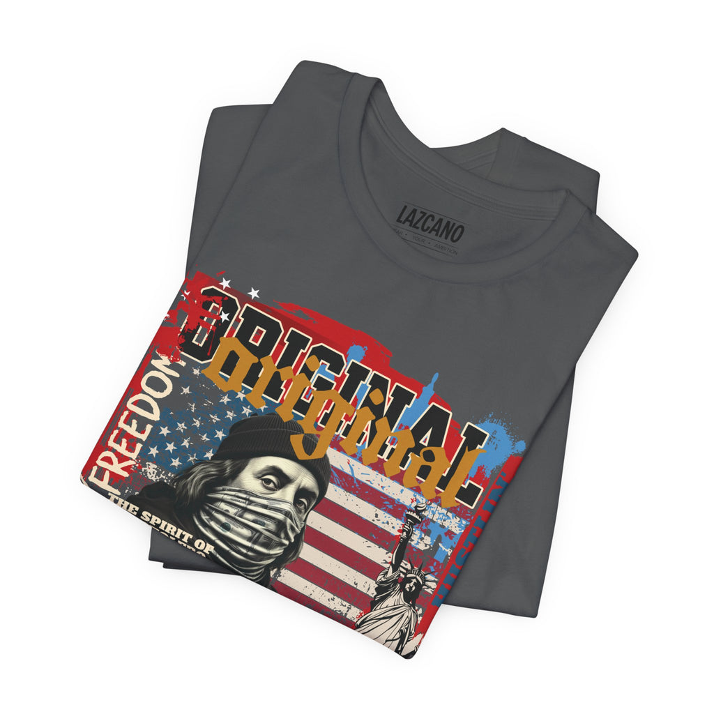 MASKED FREEDOM TEE — EVERY HUSTLER’S ORIGIN  United States of Hustlers – Original Hustler Tee