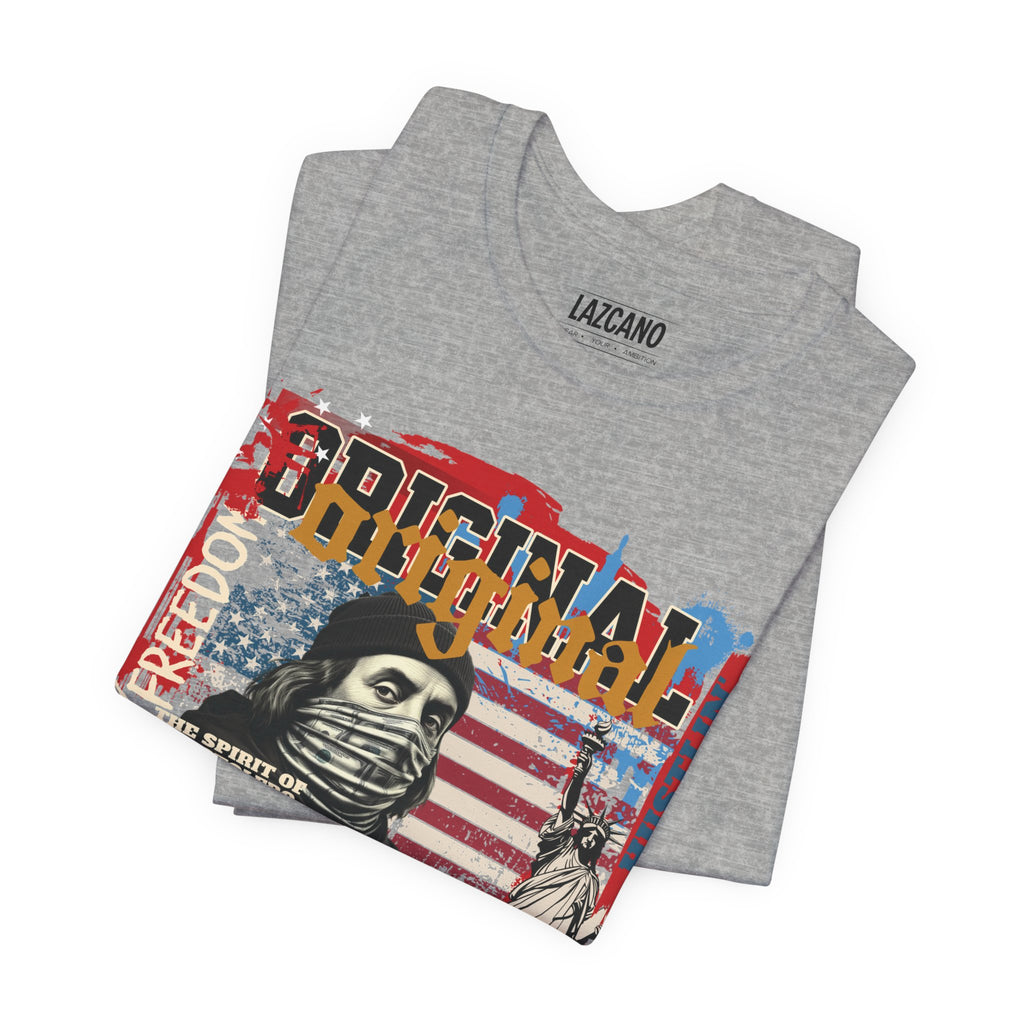 MASKED FREEDOM TEE — EVERY HUSTLER’S ORIGIN  United States of Hustlers – Original Hustler Tee