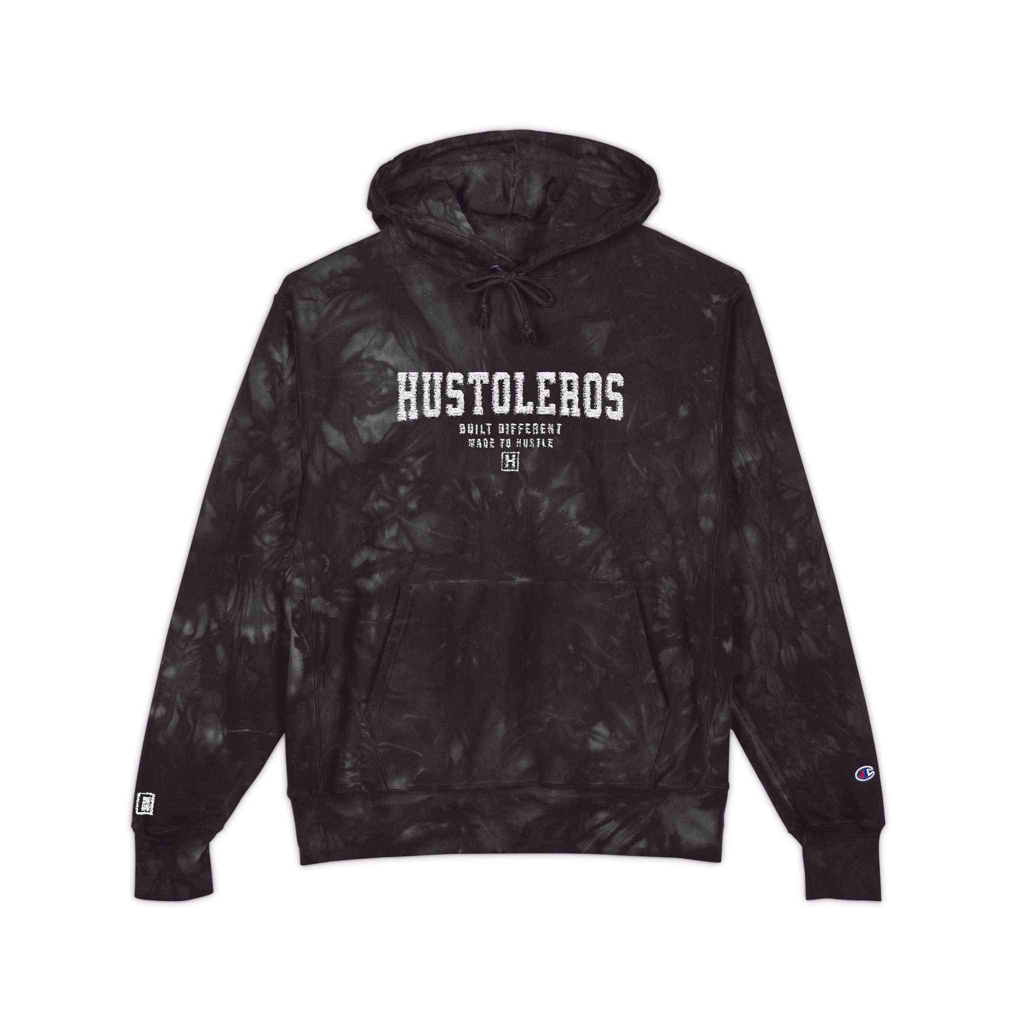 Hustoleros "Built Different" Champion® Tie-Dye Hoodie