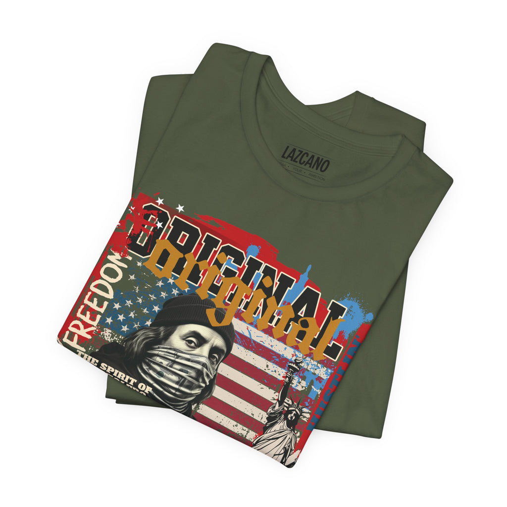MASKED FREEDOM TEE — EVERY HUSTLER’S ORIGIN  United States of Hustlers – Original Hustler Tee