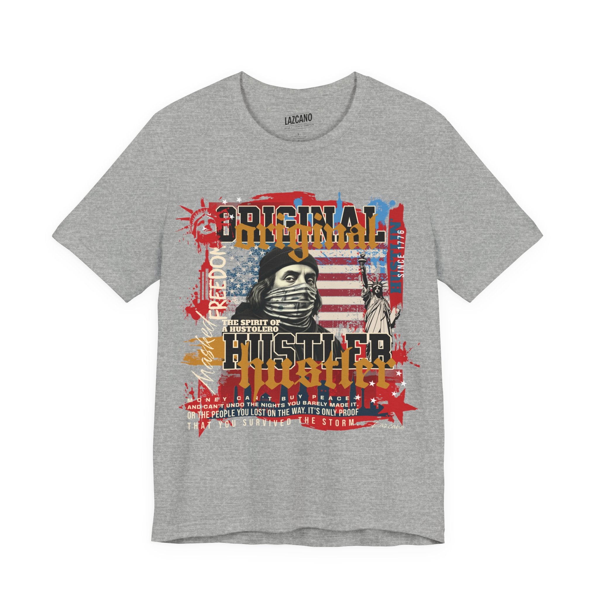 MASKED FREEDOM TEE — EVERY HUSTLER’S ORIGIN  United States of Hustlers – Original Hustler Tee