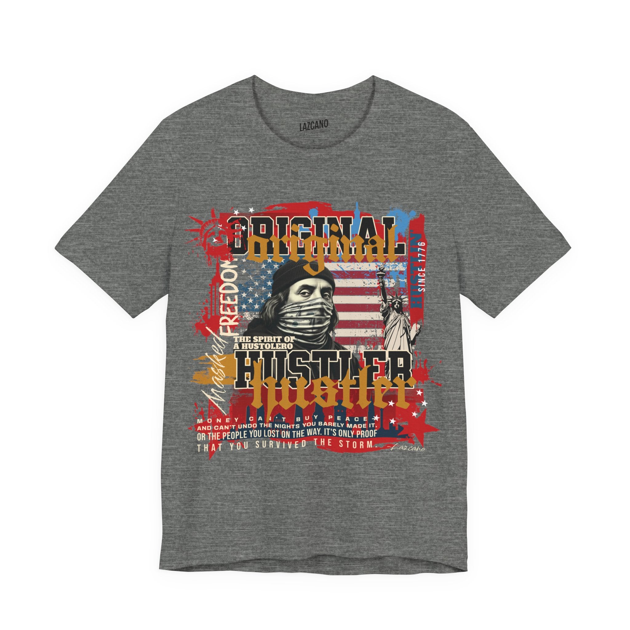 MASKED FREEDOM TEE — EVERY HUSTLER’S ORIGIN  United States of Hustlers – Original Hustler Tee