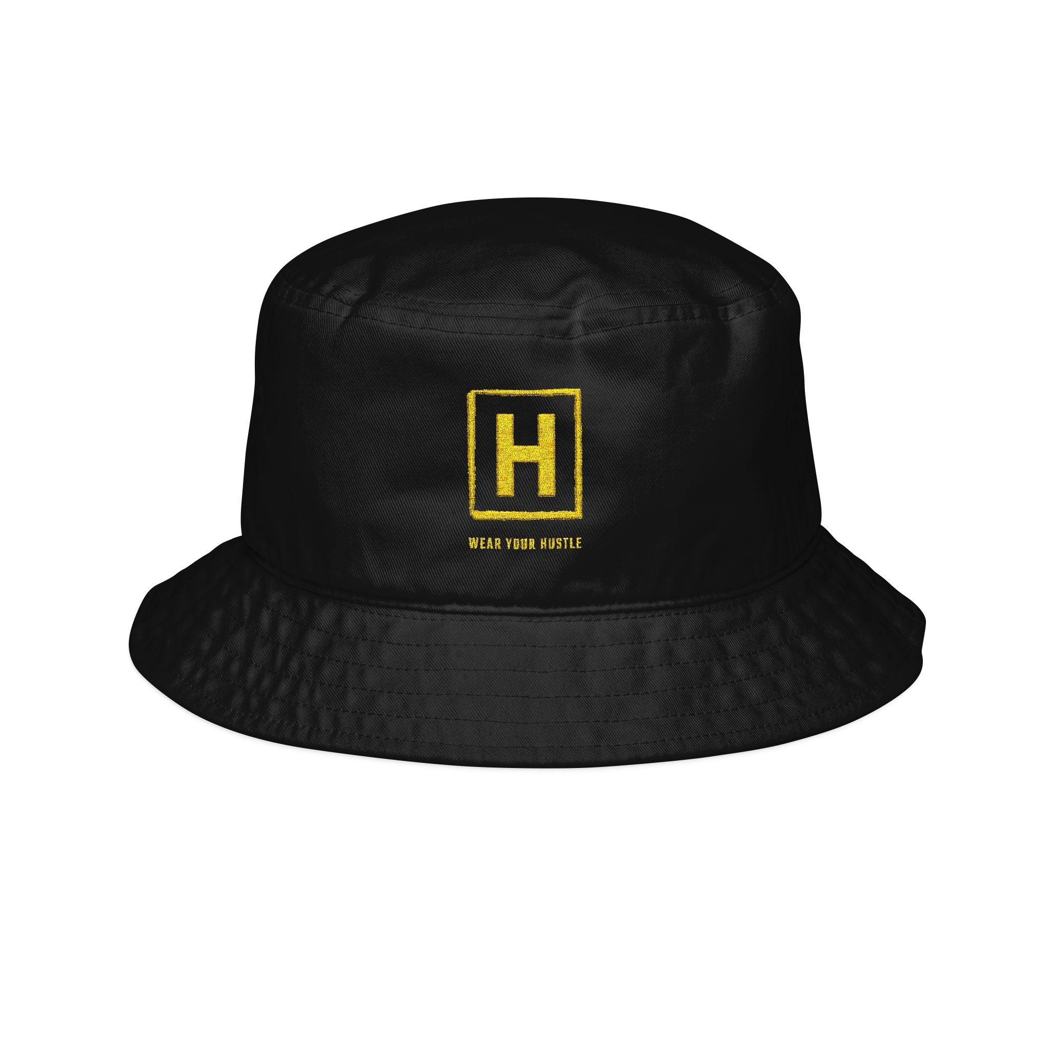 Gold Foil 'H' Embroidered Bucket Hat – Stylish Logo Sun Hat
